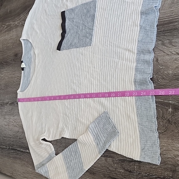 KERISMA Colorblock Mixed Stripe Pocket Front Dropped Shoulder Knit Sweater S/M - Picture 5 of 7
